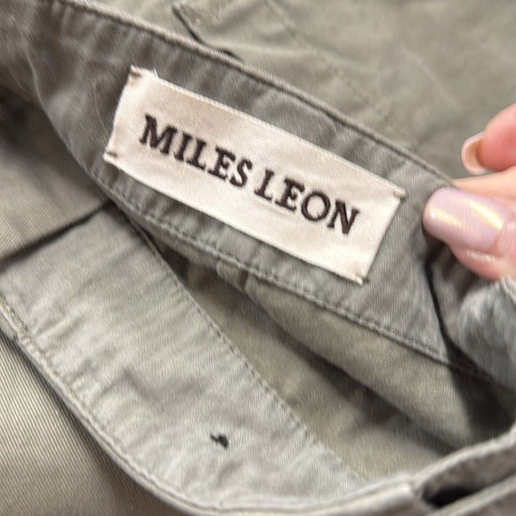 Miles Leon Olive Green Cotton Adjustable Waist Patch Pocket Chino Trouser UK32 - Picture 11 of 16